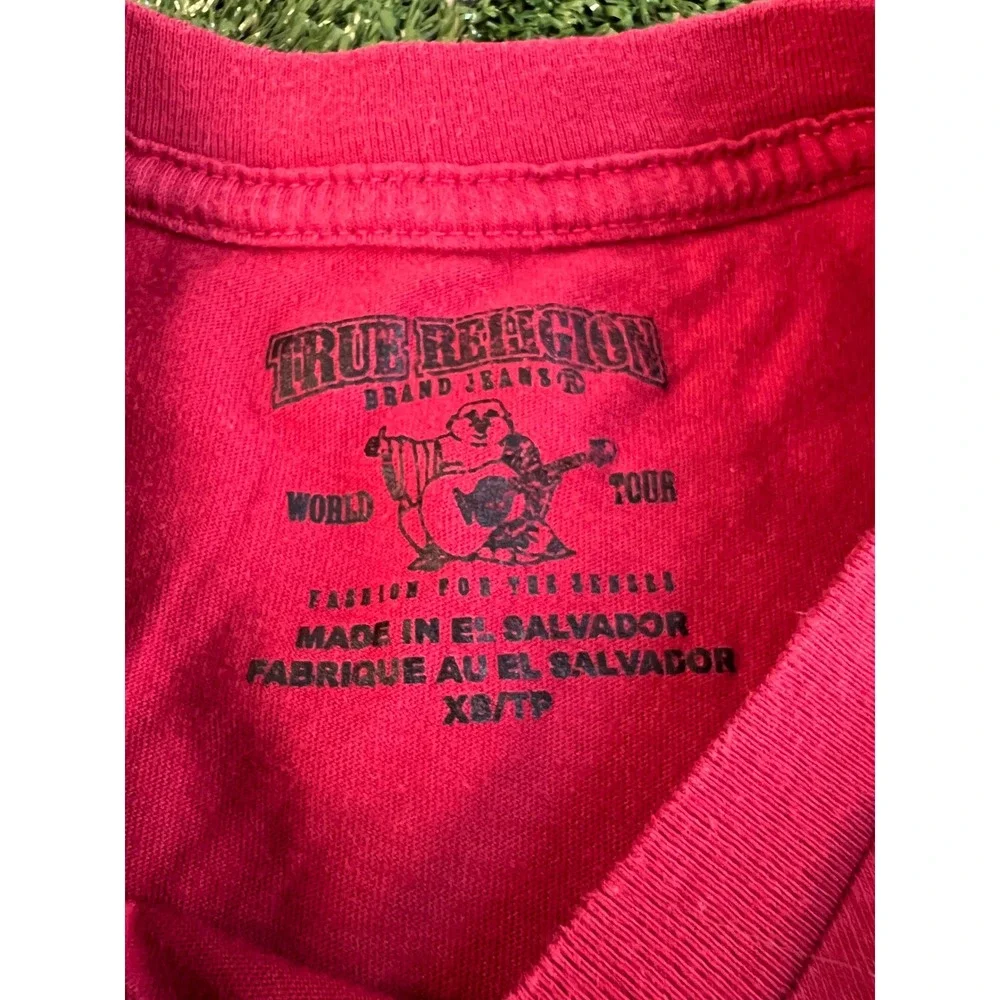 True Religion Mens Red Buddha Graphic‎ Long Sleeve T-Shirt XS/SM Logo Tee